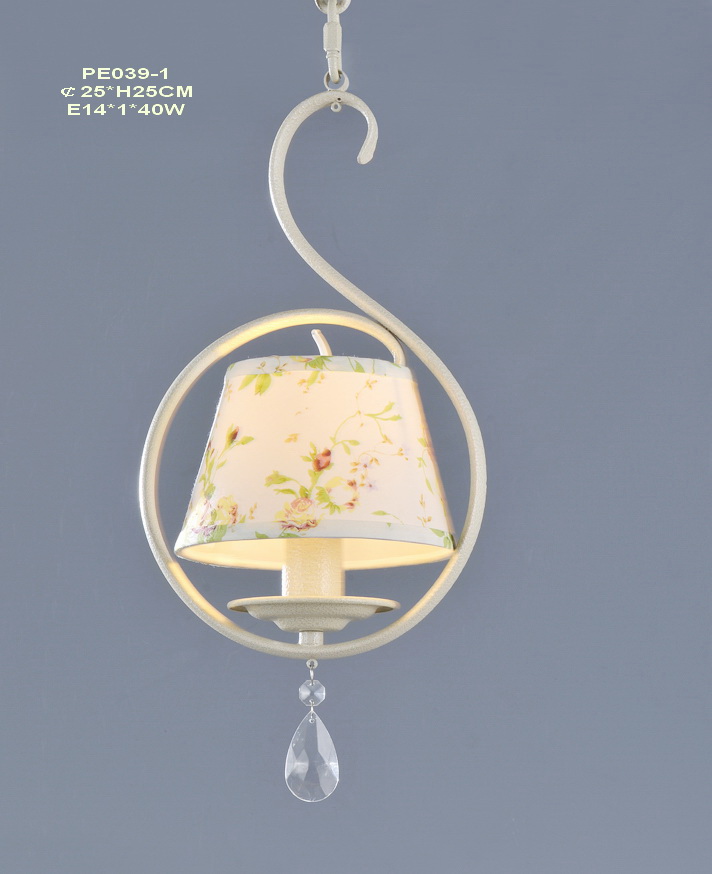 Colorful Printed Cloth Art Cover White Metal Contemporary Chandeliers