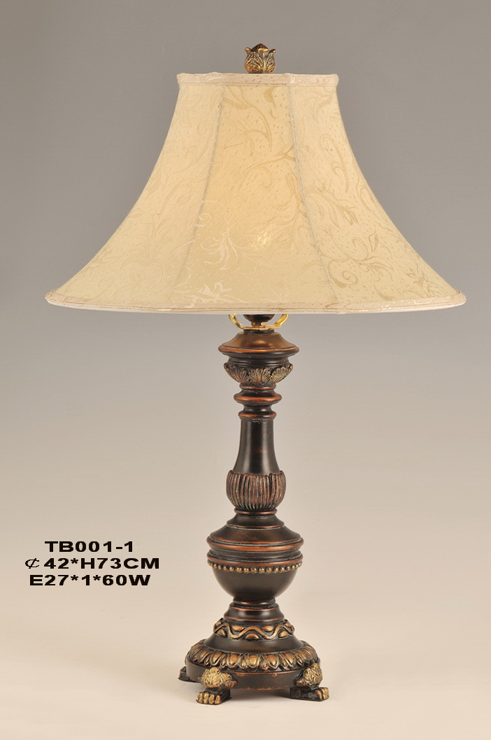 Printed Cloth Art Cover Antique Bronze European Table Lamp