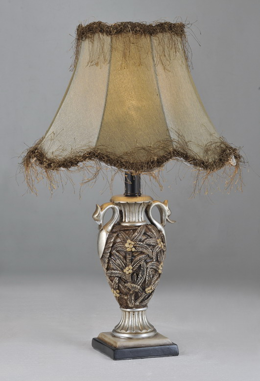 Palm Tree Cloth Art Cover Bronze Artistic Table Lamps