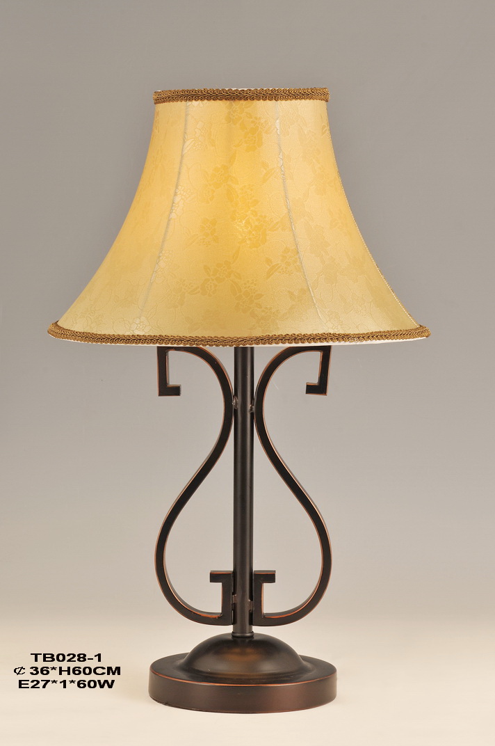 Floral Cloth Art Cover Bronze Metal Antique Table Lamps