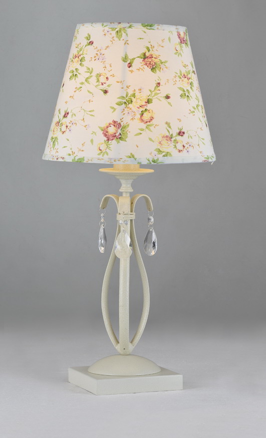 Colorful Printed Cloth Art Cover Offwhite Metal Table Lamps