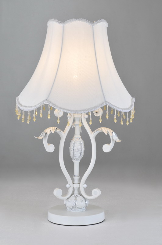 White with Silver Cloth Art Cover Metal Body Modern Table Lamps