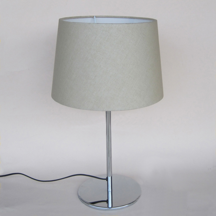 Modern Offwhite Flax Table Lamps with Chrome-Plated Base