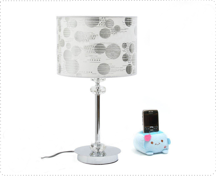 Classy Art Printed Three Crystal Balls Chrome Table Lamps