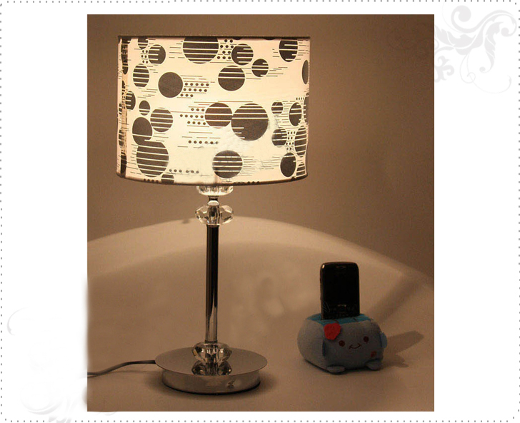 Classy Art Printed Three Crystal Balls Chrome Table Lamps