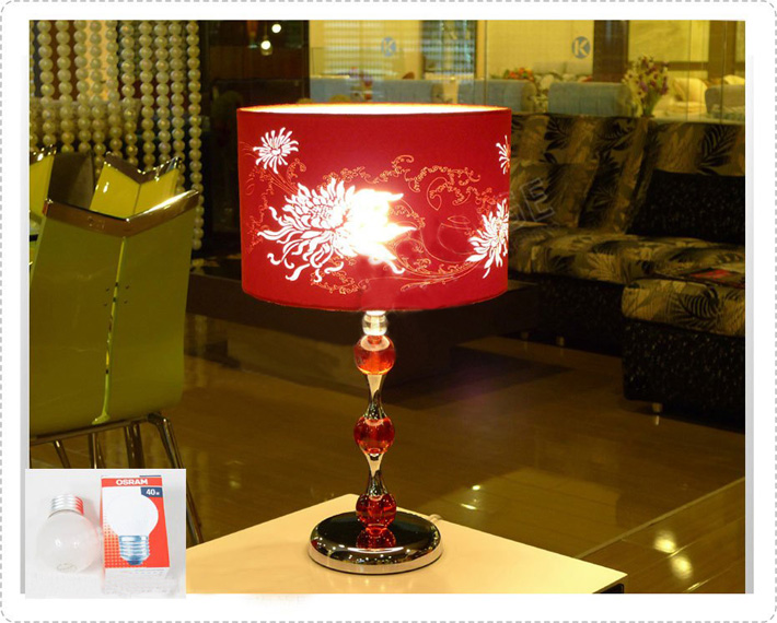Classical Modern Red Floral Printed Living Room Table Lamp