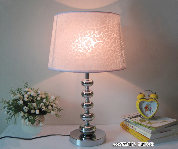 Outlet PVC Film White Printed Bedside Table Lamps at Discount Prices
