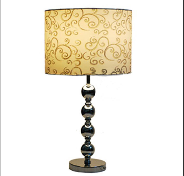 White Art Printed Chrome Table Lamps