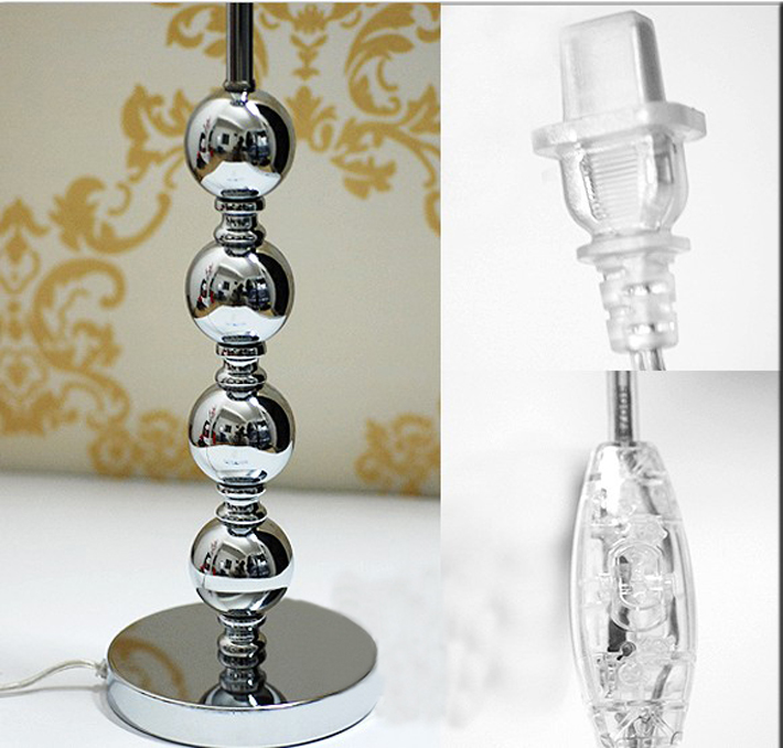 White Art Printed Chrome Table Lamps