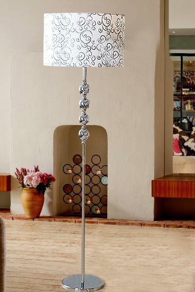 White Art Printed Chrome Table Lamps