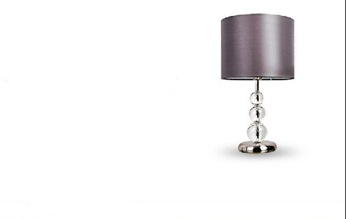 Gray Cotton Three Crystal Balls Chrome Table Lamps