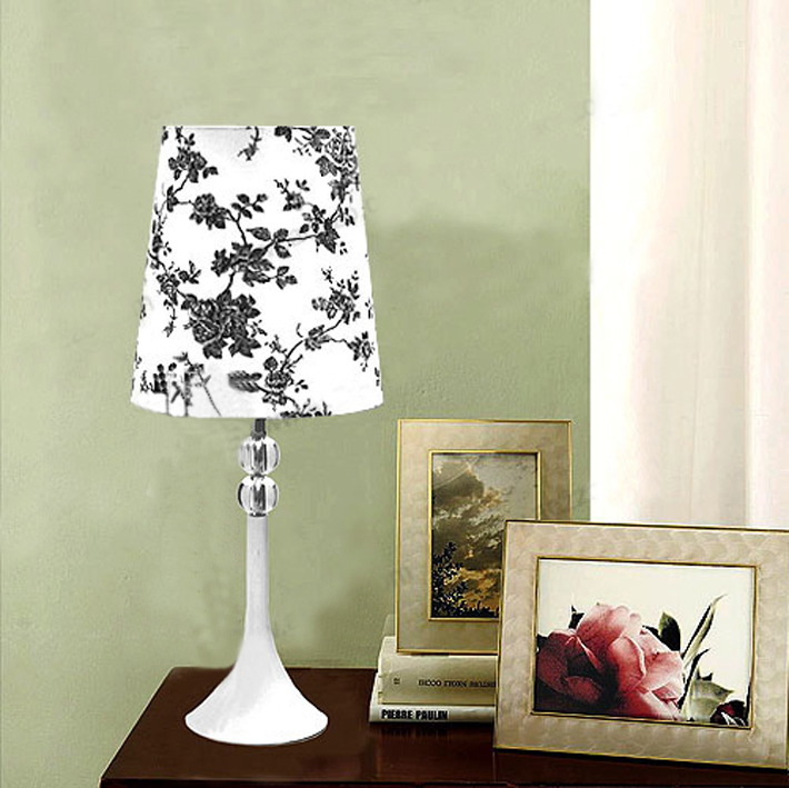 Modern White Art Printed Clear Crystal Table Lamps
