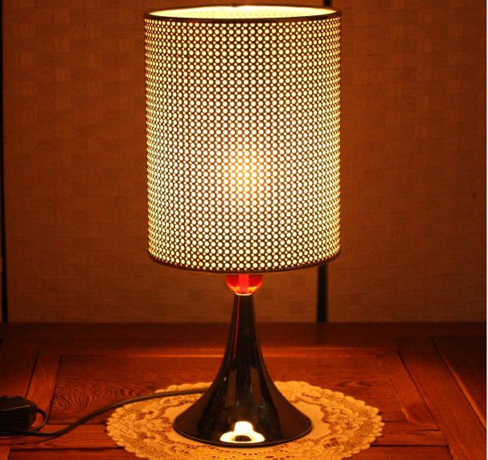 Chrome Table Lamp with Red Acrylic Balls and Flared base