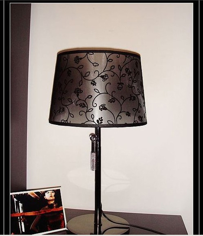 Black PVC Printed Modern Table Lamp Chrome