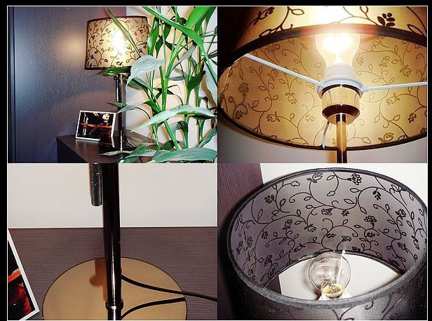 Black PVC Printed Modern Table Lamp Chrome