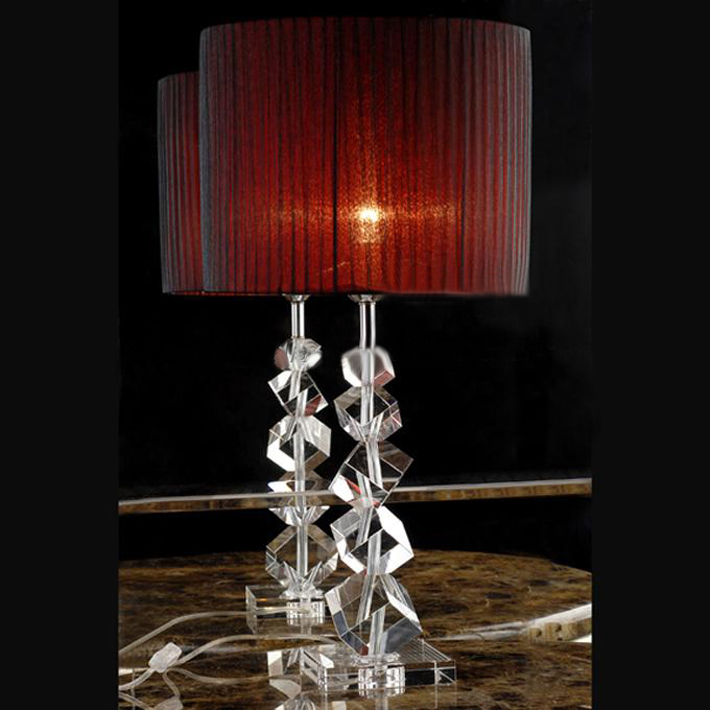 Offwhite French Drawing Cylinder Cover K9 Crystal Table Lamp
