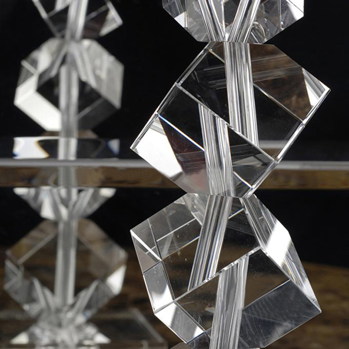 French Drawing Square K9 Crystal Table Lamp
