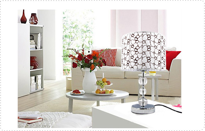 White Art Printed K9 Crystal Chrome Table Lamps