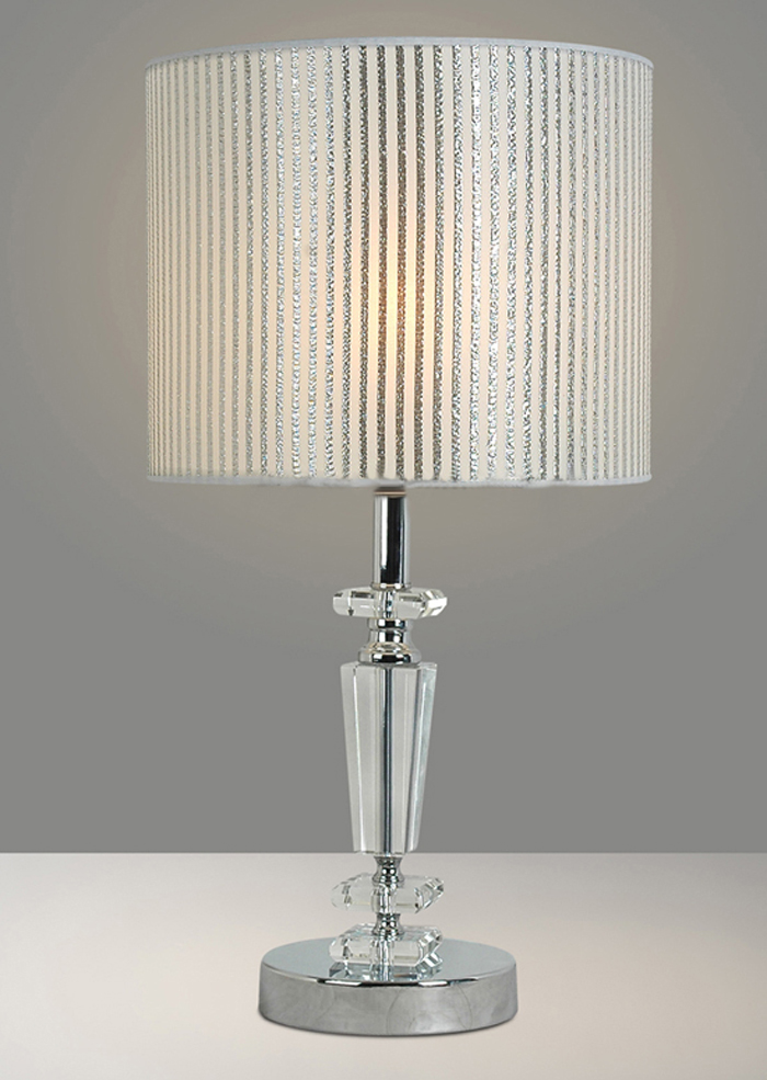 Offwhite Streak Cloth Art Transparent K9 Crystals Contemporary Table Lamps