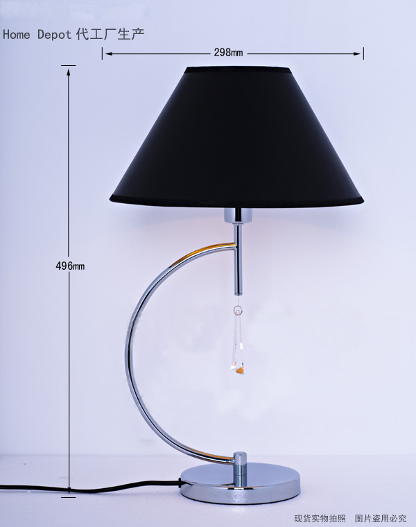 Black Modern Table Lamps with Glass Pendant, Chrome Table Lamps