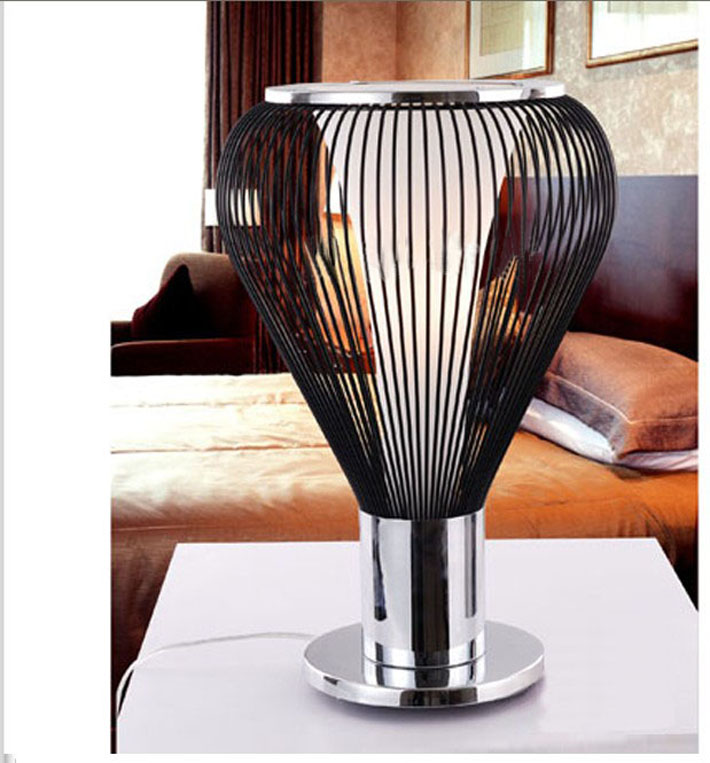 White Wire Table Lamp Chrome, Black Table Lamp