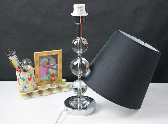 Delicate Black Cloth Art Transparent K9 Crystal Ball Chrome Table Lamps