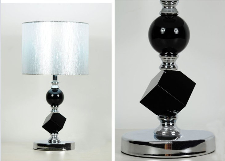 Silver Drawing Black K9 Crystal Chrome Table Lamps