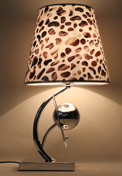 Colorful Printed Cloth Art Cover Chrome-Plated Modern Table Lamp