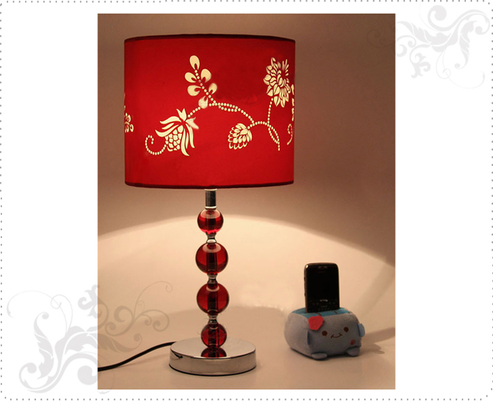 Discount Red Floria Printed Red Crystal Balls Table Lamp