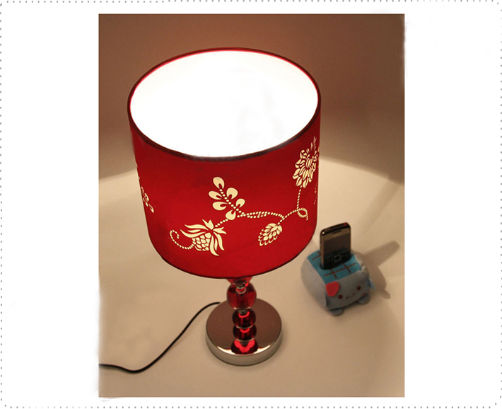 Discount Red Floria Printed Red Crystal Balls Table Lamp