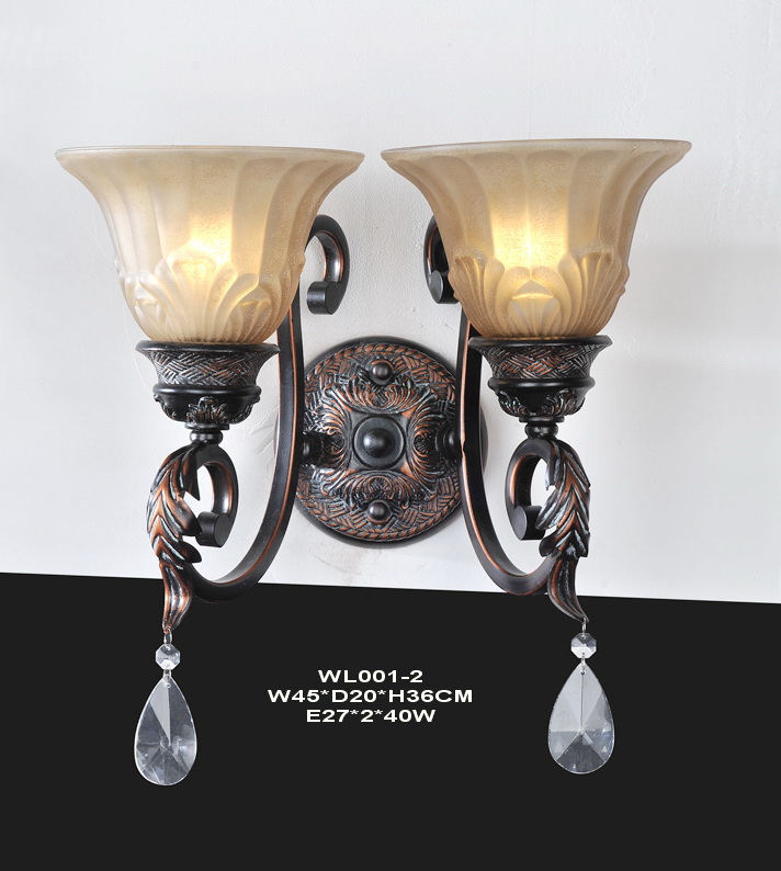 2-Light Antique Copper European Wall Lamps