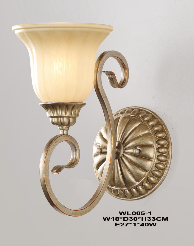1-Light Frost Glass Cover Gold European Wall Lamps