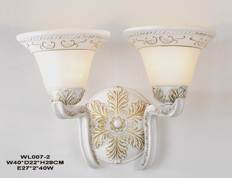 Outlet 2-Light White with Gold Metal European Wall Lamps