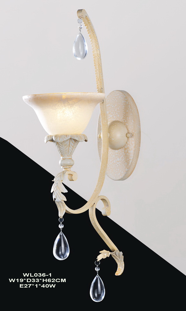 Supply 1-Light Rust Ivory Antique Wall Lamps with Cyral Crystal Pendant