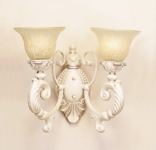 Outlet 2-Light Antique White Outdoor Wall Lamps